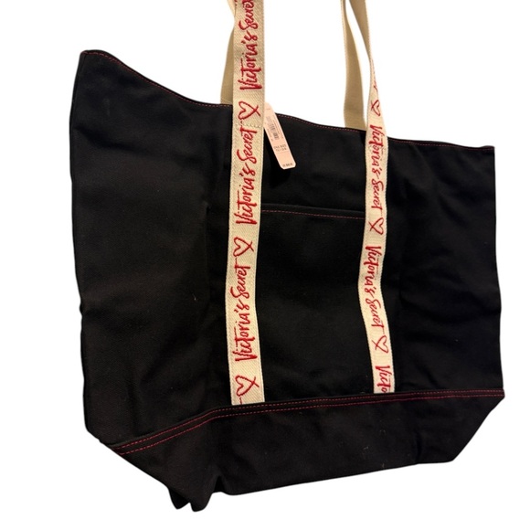 Victoria's Secret Black Tote Bag with Red Accents new with tag - Picture 3 of 10